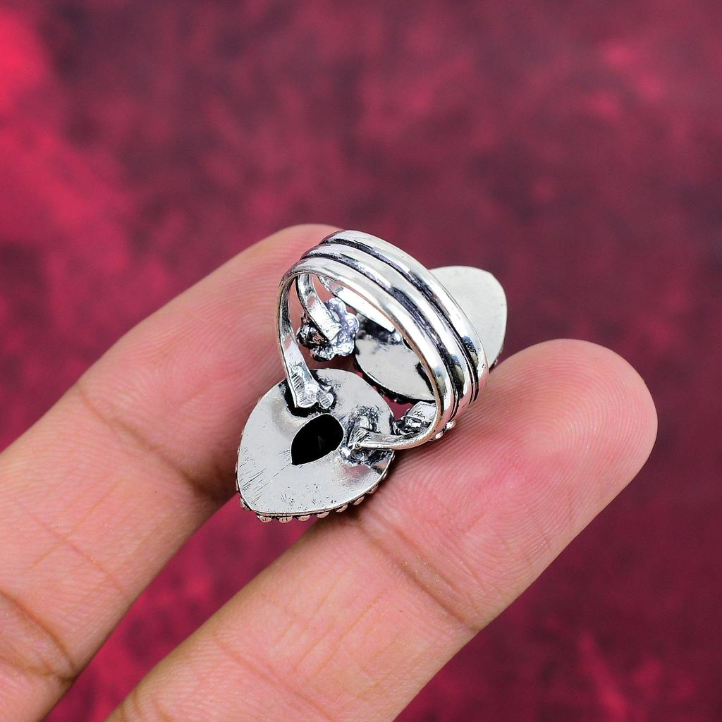 Svart Spinellring, 925 Massiv Sterling Silver Ring Handgjorda Ädelstenssmycken, Gåvor Till Fru Helt Ny Ring