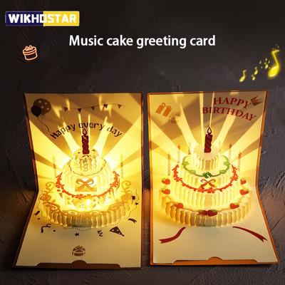 1ks hudební přání k narozeninám 3D vyskakovací dárková karta s hudbou led dárkové karty s obálkou Svatební dekorace na stoly