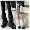 Pernas Acolchoadas Puffer de Inverno Femininas Esportes ao Ar Livre Cordão Ajustável Divididas Flared Cobre-Botas Punhos Meias