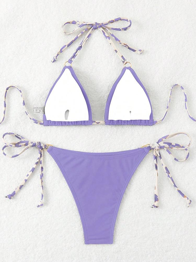 Sexy Bikini 2026 Women Swimsuit Halter Tie Back Micro Thong Bikini Set Lace Up Female Swimwear for Woman Beach Wear Bathing Suit