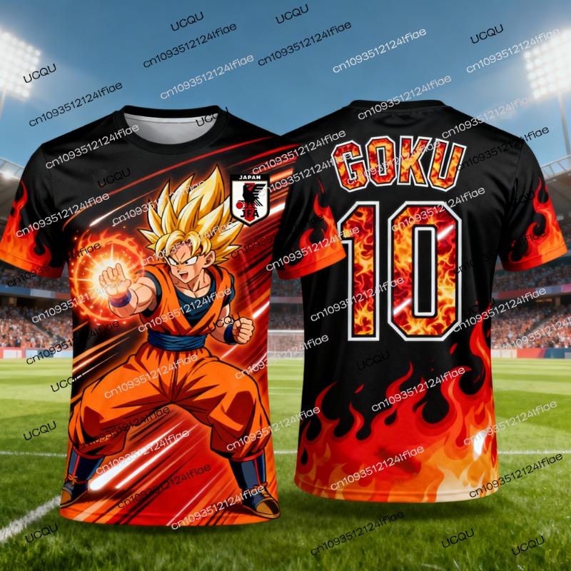 2026 Summer New Adult Men's Dragon Ball Goku 3D Printed Football Jersey T-Shirt Kids Anime T-Shirt Special Football Jersey NO.10