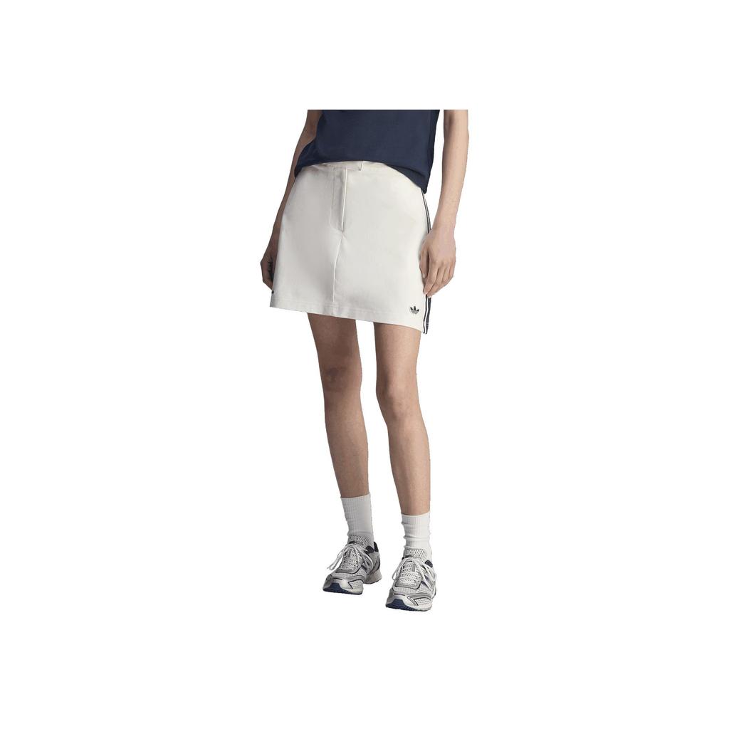 adidas Originals X Sporty & Rich Colaboración SS25 Moda Minimalista Rayas Versátil Casual Falda Faldas de mujer Blanco Brillante Azul Marino Profundo JL7194