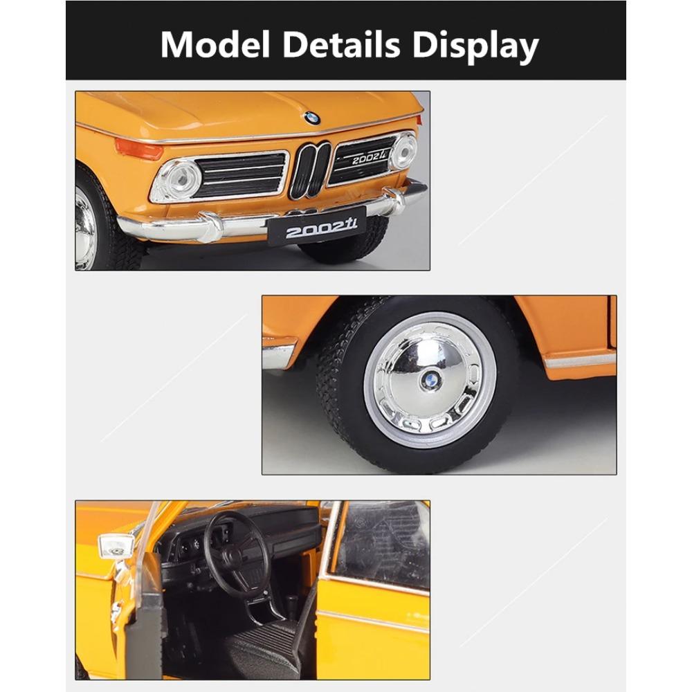 WELLY 1/24 BMW 2002 TI Alloy Miniature Car Model Diecast Metal Scale Model Car Diecast Metal Static Collection Children Toy Car