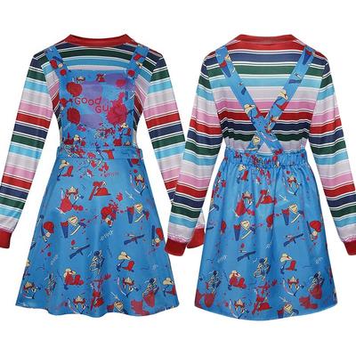 Horrorfilm Chucky Puppe Cosplay Killer Halloween Kostüm Kleid Halloween Karneval Clown Verkleidung Outfit Für Frau Mädchen