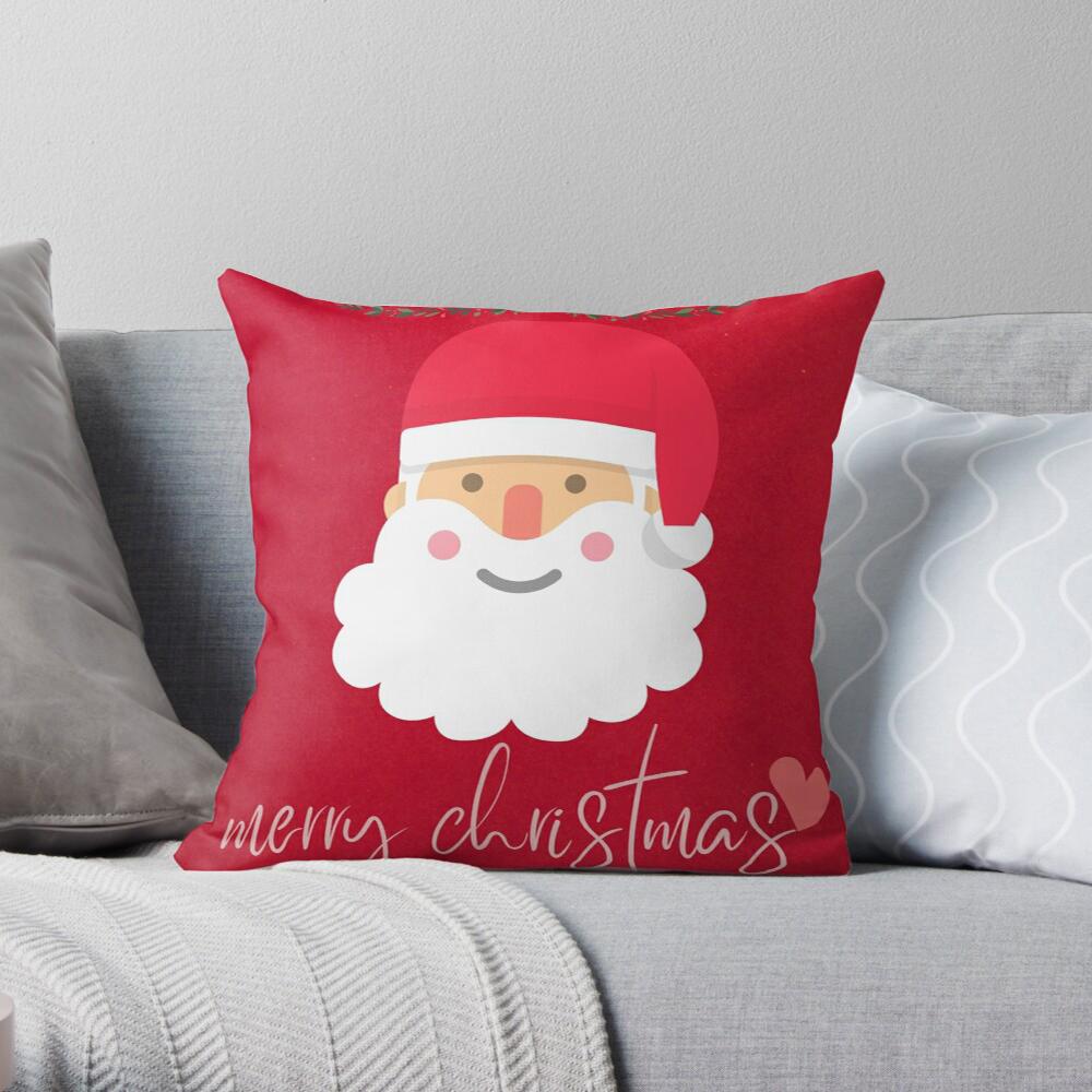 Christmas Theme Decorative Print Pattern Cushion Cover Home Living Room Sofa Decoration Square Polyester Pillow Pillow Cover