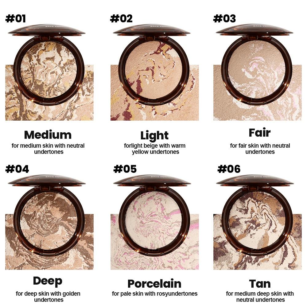 Marmor-Finish-Puder - Fixierpuder mit Öl-Kontrolle & Schimmer-Highlighter für Face Contouring, Natürlich Matt & Glow