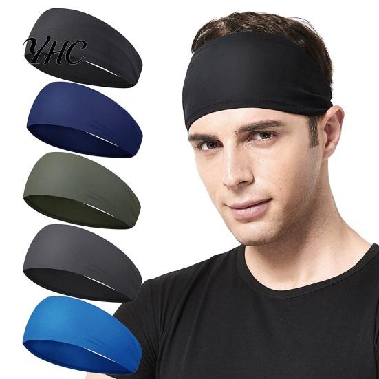 Solid Color Headband Men Sports Moisture Wicking Wide Workout Sport Quick Drying Running Cycling Sweatband Elastic