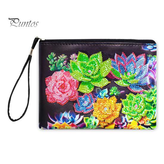 

1 комплект, сумка для рисования цветами со стразами и дрелью, восковая пластина, 5D полная дрель, сделай сам, стразы, искусственная кожа, водонепроницаемая косметичка, комплект для начинающих D