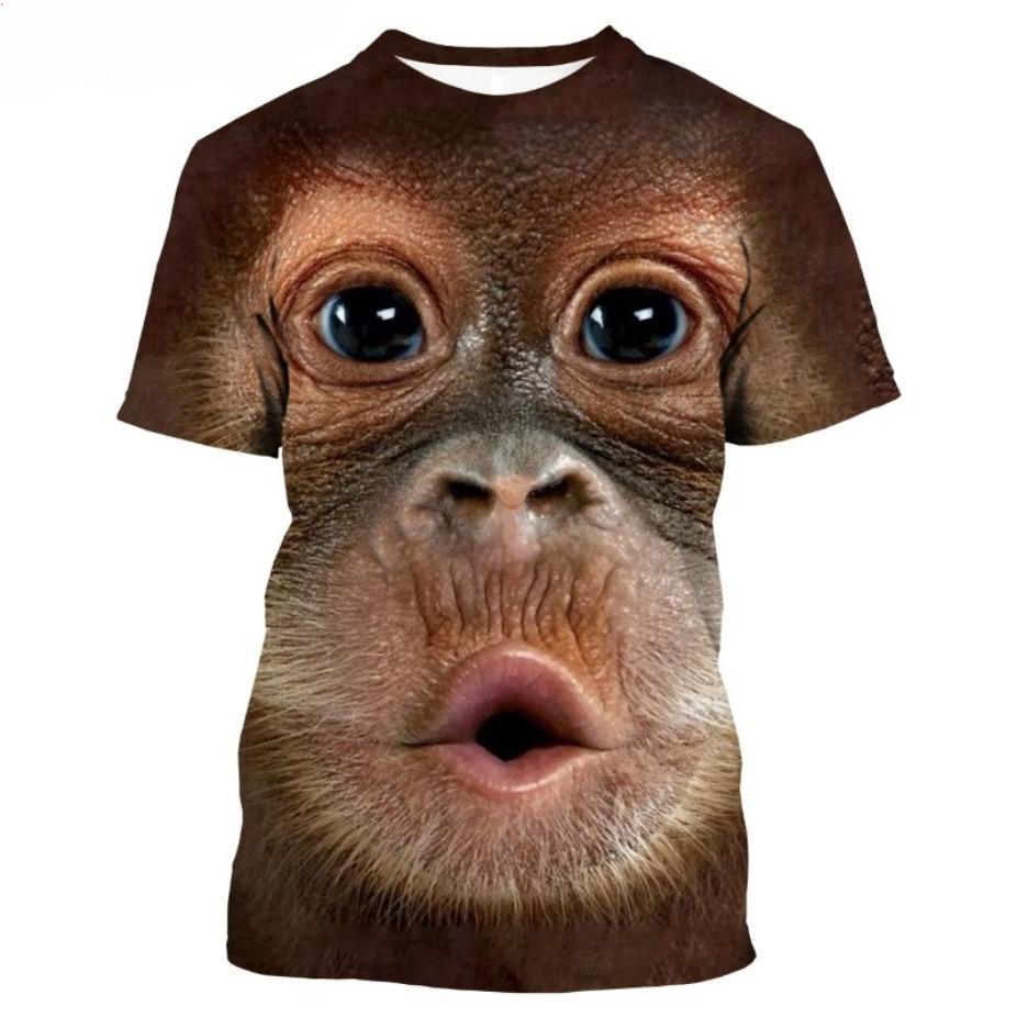 New Fashion Parody Gorilla Fun Monkey 3D Printed T-shirt Men's and Women's Summer Casual Short Sleeved Animal Shirt Top