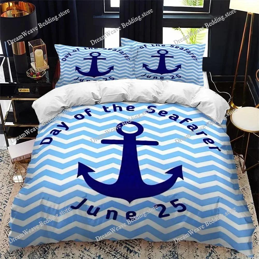 Nautical Ocean Anchor Bedding Sets 2025 Ocean Spirit Duvet Cover Bedding Set King Queen Bed Linen with Pillowcase Bedclothes9639