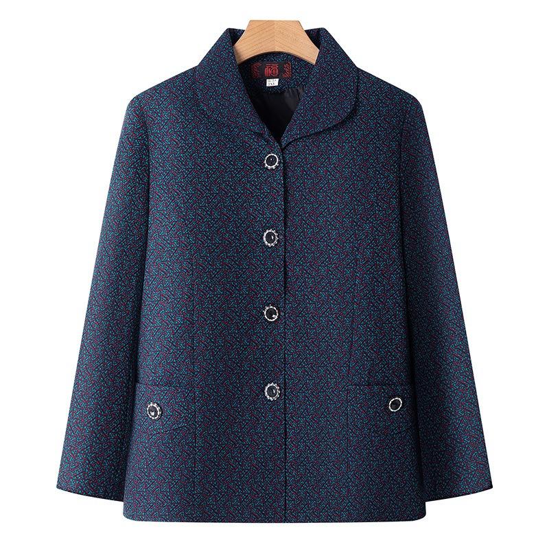 Autumn Women's Top with Lining, Year 0 Thin Coat, Old Lady Lapel Gown