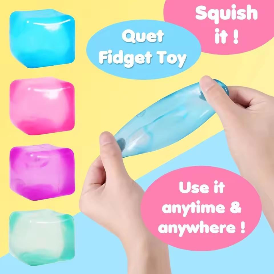Ice Cube Shaped Fidget Toy Square Stress Relief Ball Squishy Squeeze Toys for Anxiety ADHD Stress Relief Sensory Toys Ornament