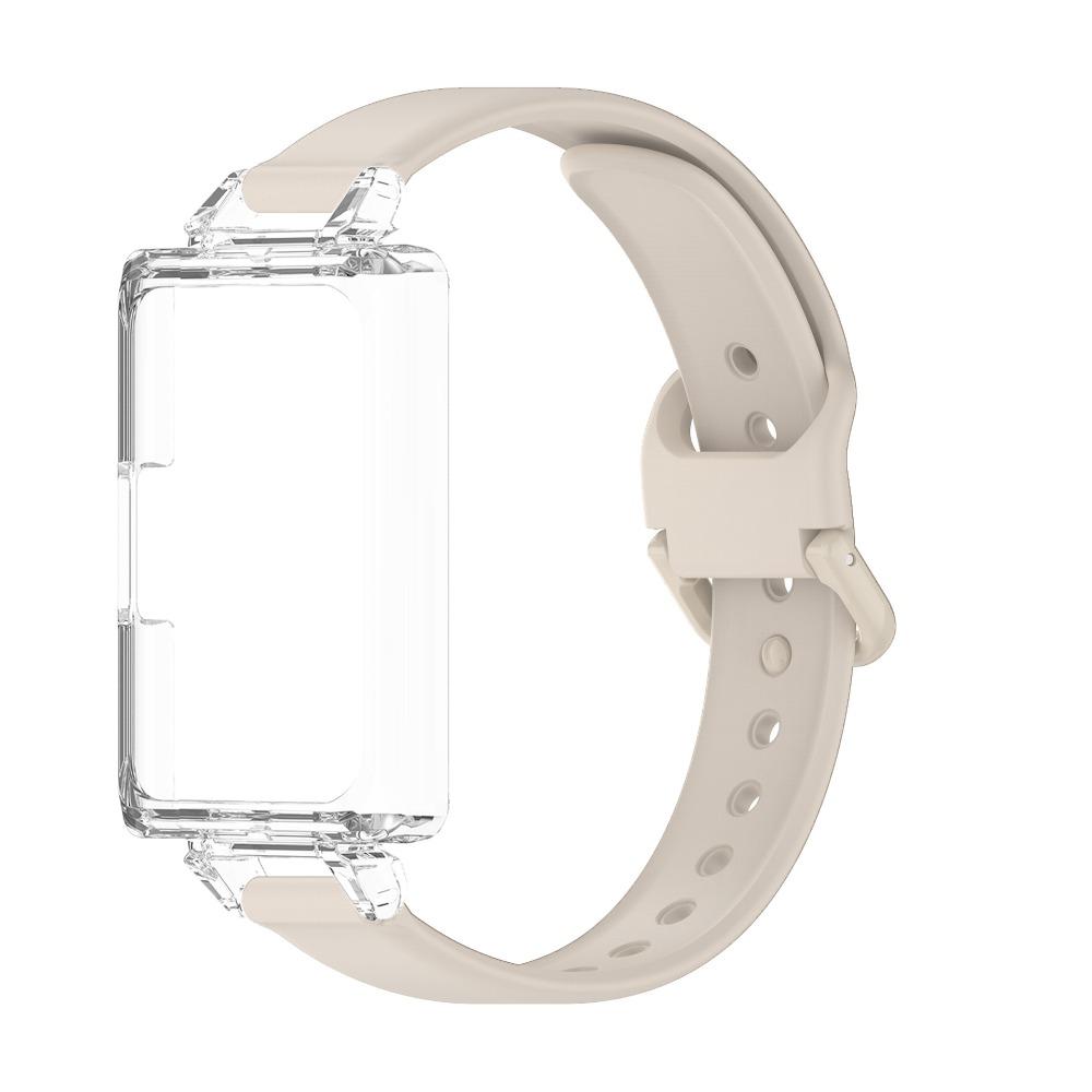 

Special 2 in 1 PC Case + Silicone Strap For Huawei Band 11 Pro With Nail Buckle & Built-in Spring Bar, Foldable Magnetic Clasp Wristband Replacement бежевий