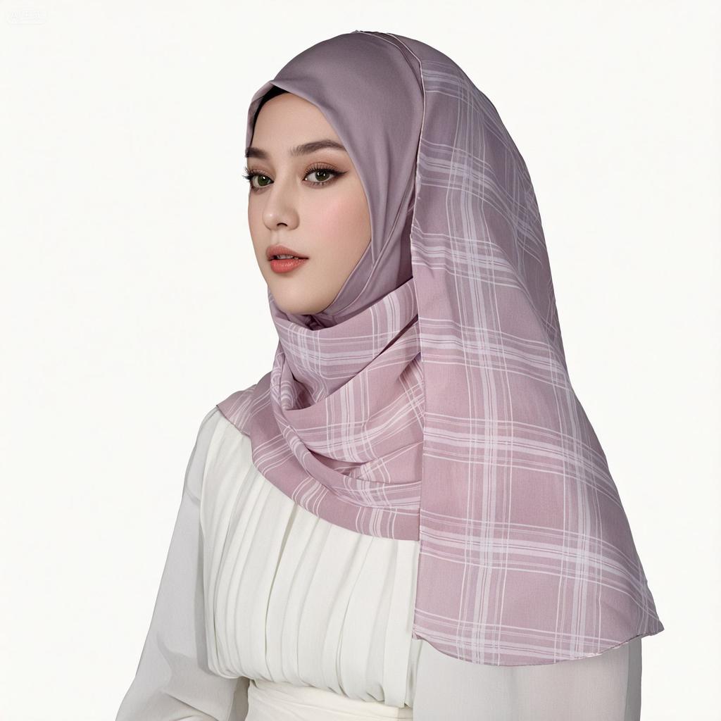 Hijabs Women Muslim Plaid Chiffon Scarf Sweet College Style Plaid Yarn Headscarf Sunscreen Shawl