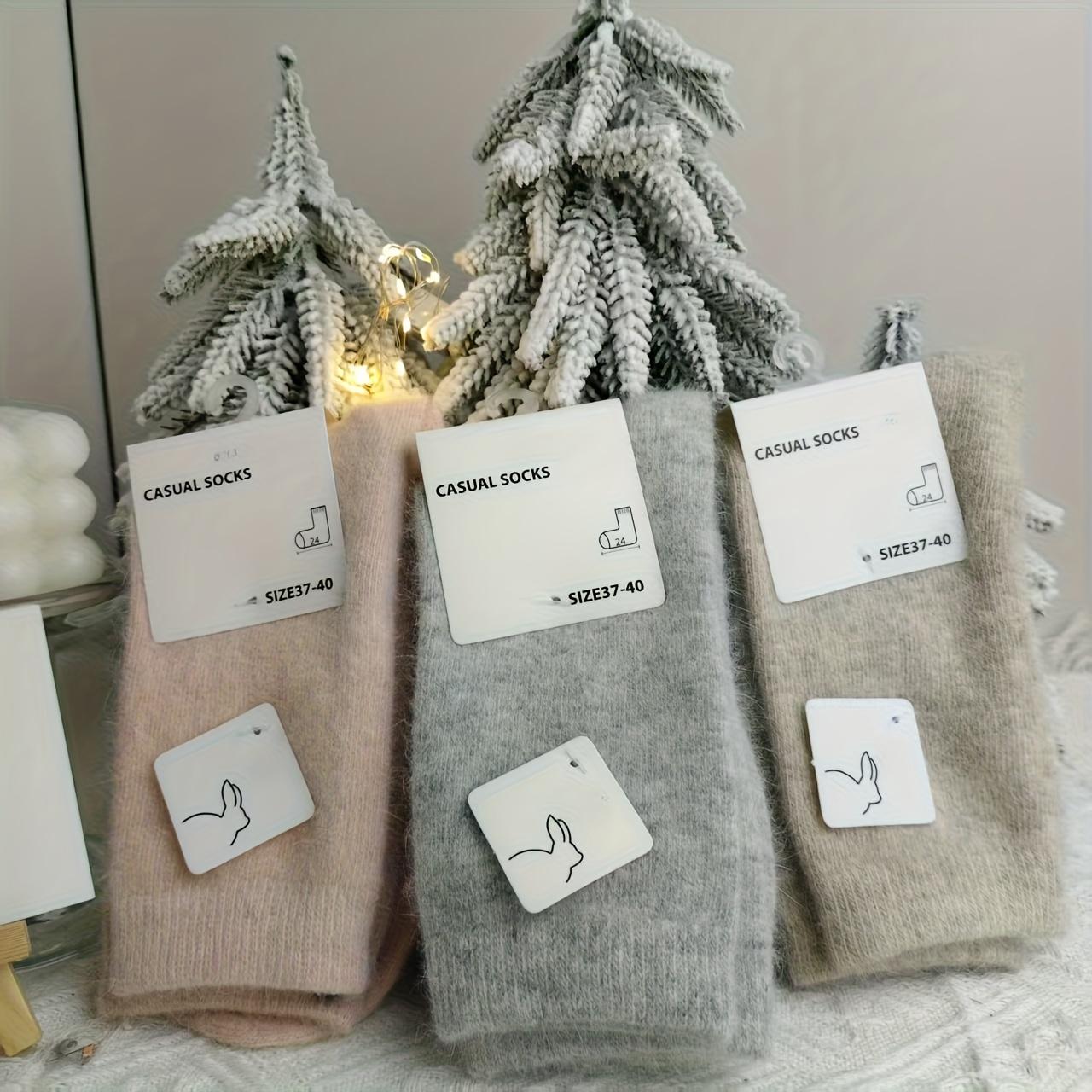 

high quality3 Pairs Women S Mid-Calf Warm Socks | Thick Fabric, Solid Color, Versatile for Commuting, Hand Wash Only Oatmeal + light pink + li