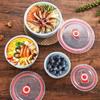 3Pcs Wheat Straw Fresh-Keeping Bowl Three-Piece Set With Lid For Home Microwaveable Plastic Round Lunch Box