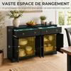 Kitchen Buffet Storage Cabinet, 2 Drawers, 2 Cupboards, Adjustable Shelves, Black