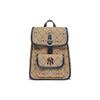 New MLB Leather With Fabric Backpack Regular Women's Beige/Blue 7ABKMD53N-50BGS