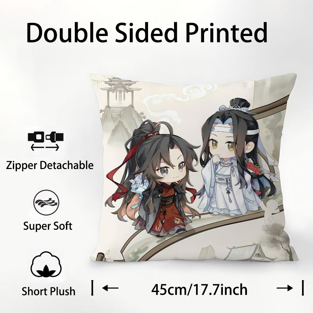 

М-Мо Д-Дао З-Зу С-Ши Наволочка Плюшевая Ткань Мягкий Двусторонняя Печать Чехол для Подушки Диванная Подушка Наволочки 12x12Inch