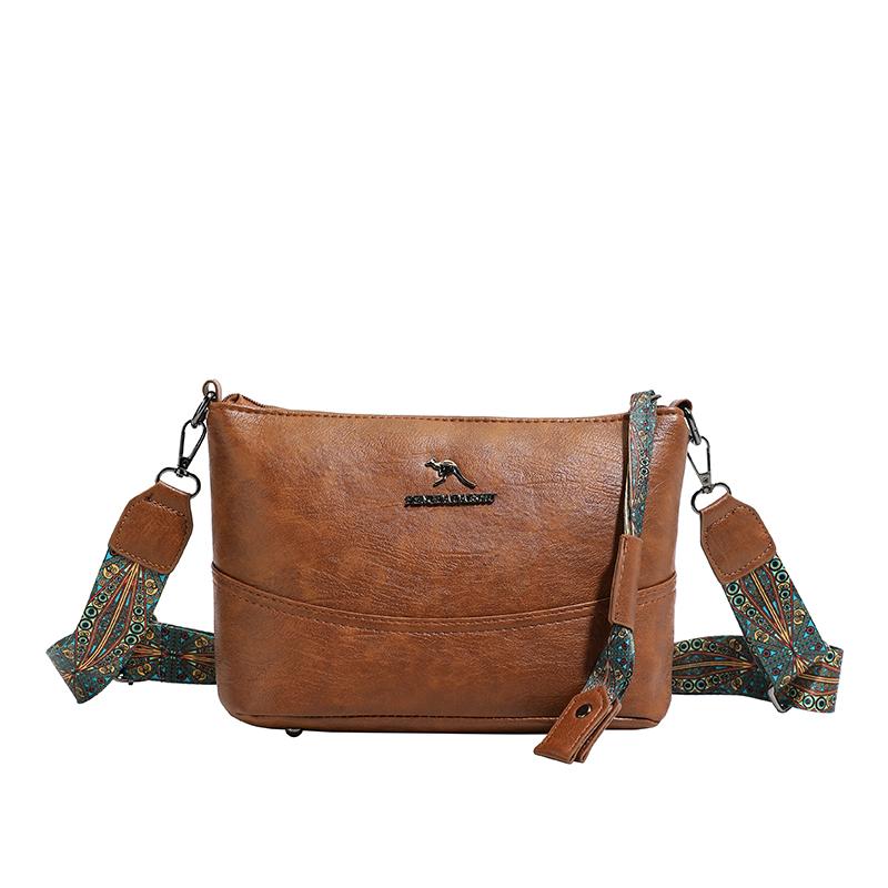 

Print Pattern Crossbody Bag with Decorative Strap Design Stylish Shoulder Bag for Daily and Travel Use коричневый