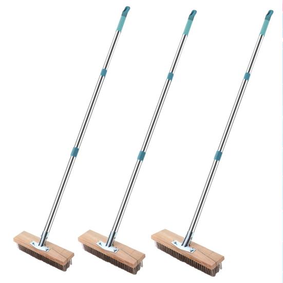 Deck Brush with Wooden Handle Grip Wide Stiff Bristle Design Comfortable Application Cleaning Scrubbing