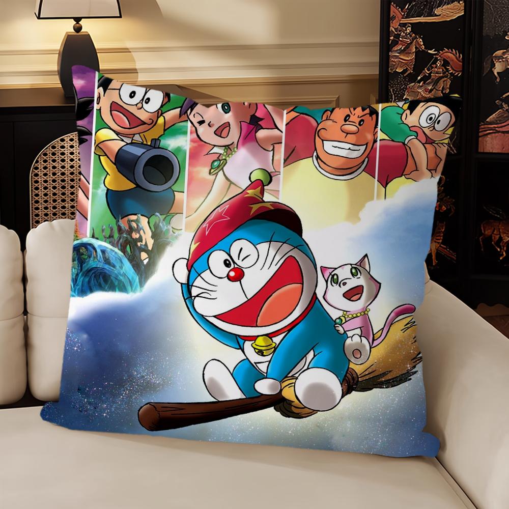 Cartoon Cute Pillow Case Sofa Living Room Bedroom Headboard Backrest Cushion Square Cushion D-Doraemons Nap Time