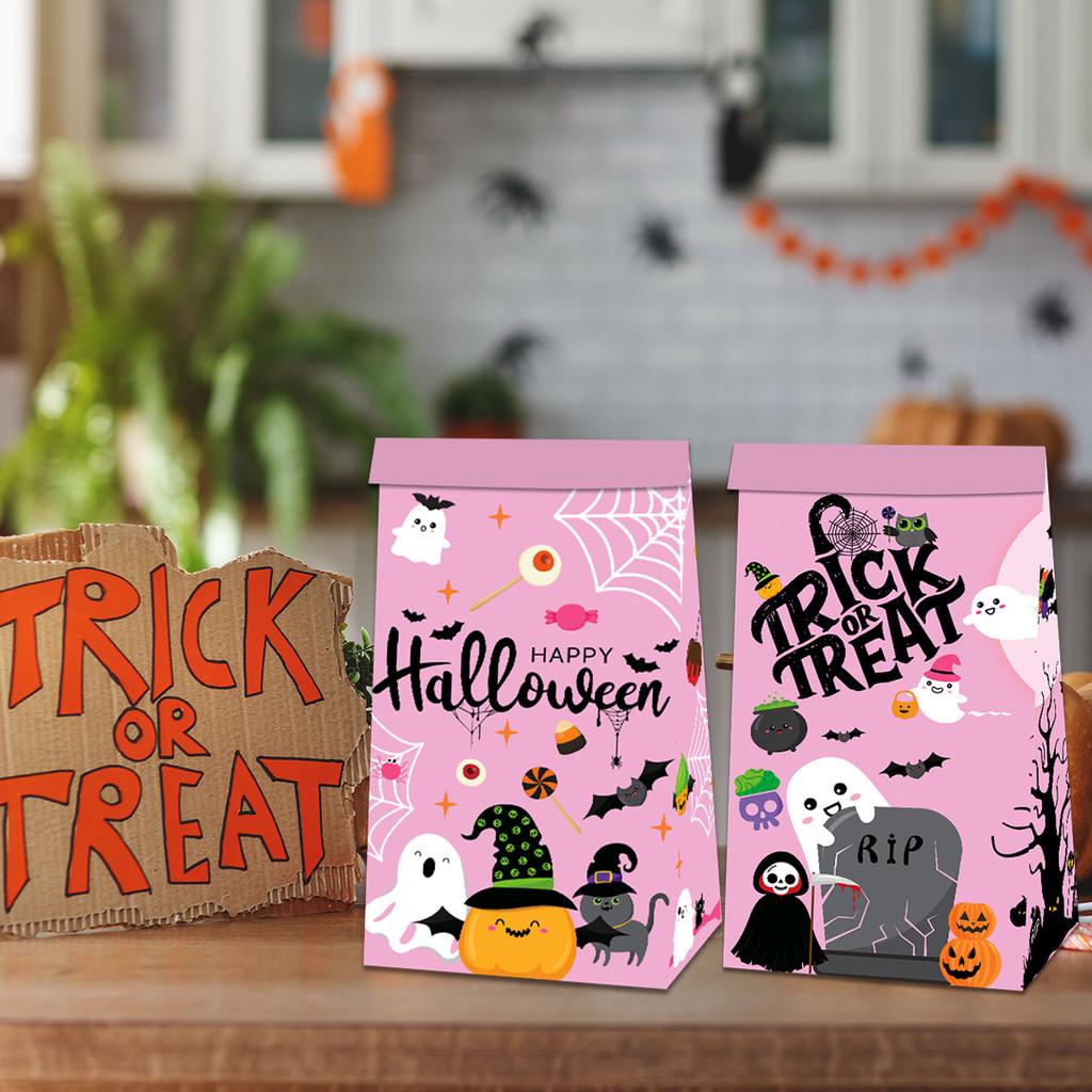 Themed Ghost Halloween Pumpkin Pattern Party Candy Snack Packaging Paper Bag