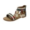 Women's Bohemian Sandals Summer Flats Female Casual Peep Toe Shoes Female Slip on Tassels Beach Comfort Sandalias for Women