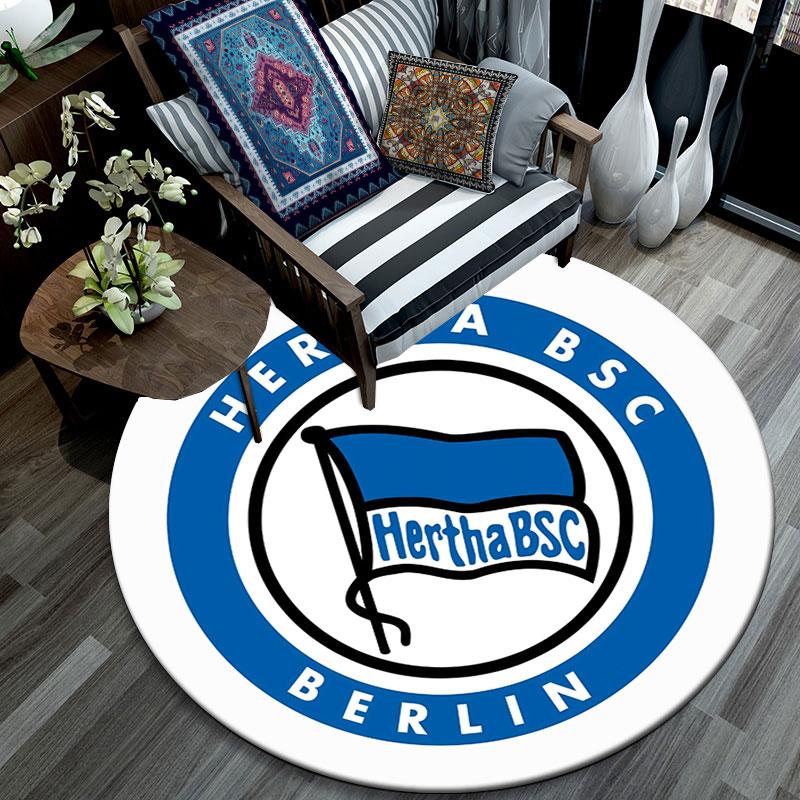 Hertha BSC Berlin Printed Round Rug, Non Slip Washable Circular Carpet For Living Room Bedroom Playroom, Sports Fan Decor, Holiday Birthday Gift