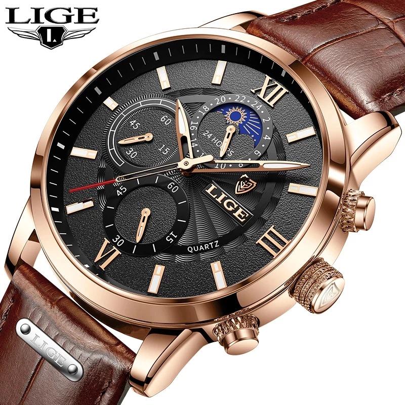 LIGE 2021 Multifunction Waterproof Quartz Chronograph Watch