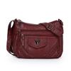 Leren Crossbody Tas met Meerdere Ritsen, Gevlochten Detail en Klepzak, Casual Schoudertas voor Dames