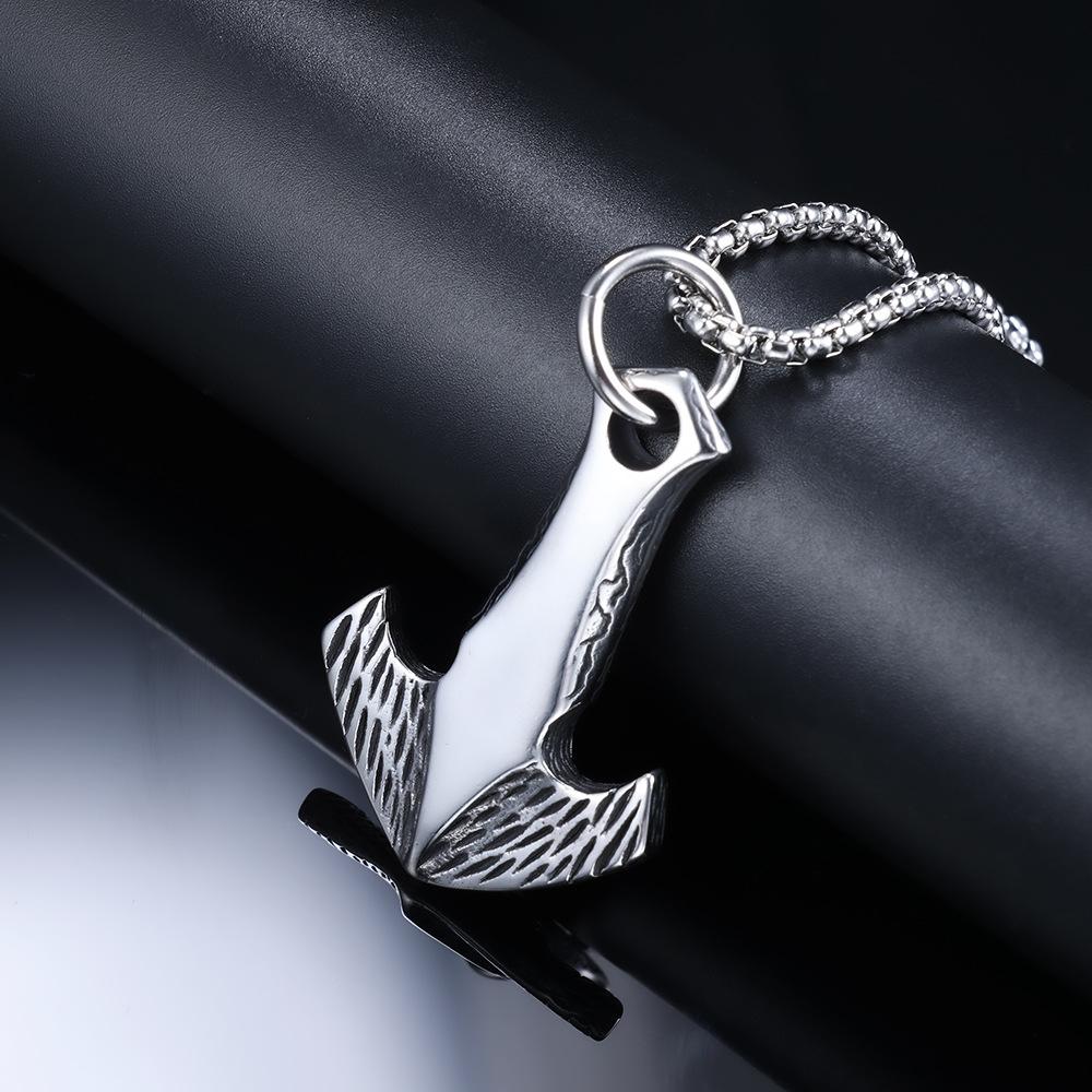 Nautical culture anchor-shaped titanium steel pendant, retro trend simple accessories pendant jewelry