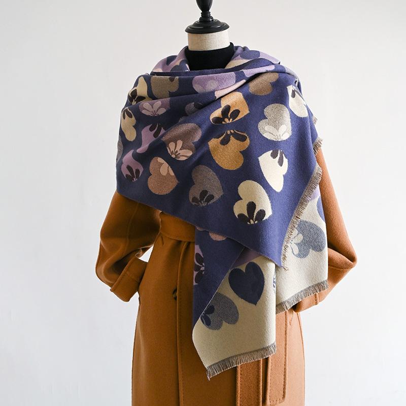 

Elegant Love Jacquard Pashmina Cashmere Scarf Winter Thick Warmth Two-Sided Shawl Coldproof Windproof Blanket Scarf