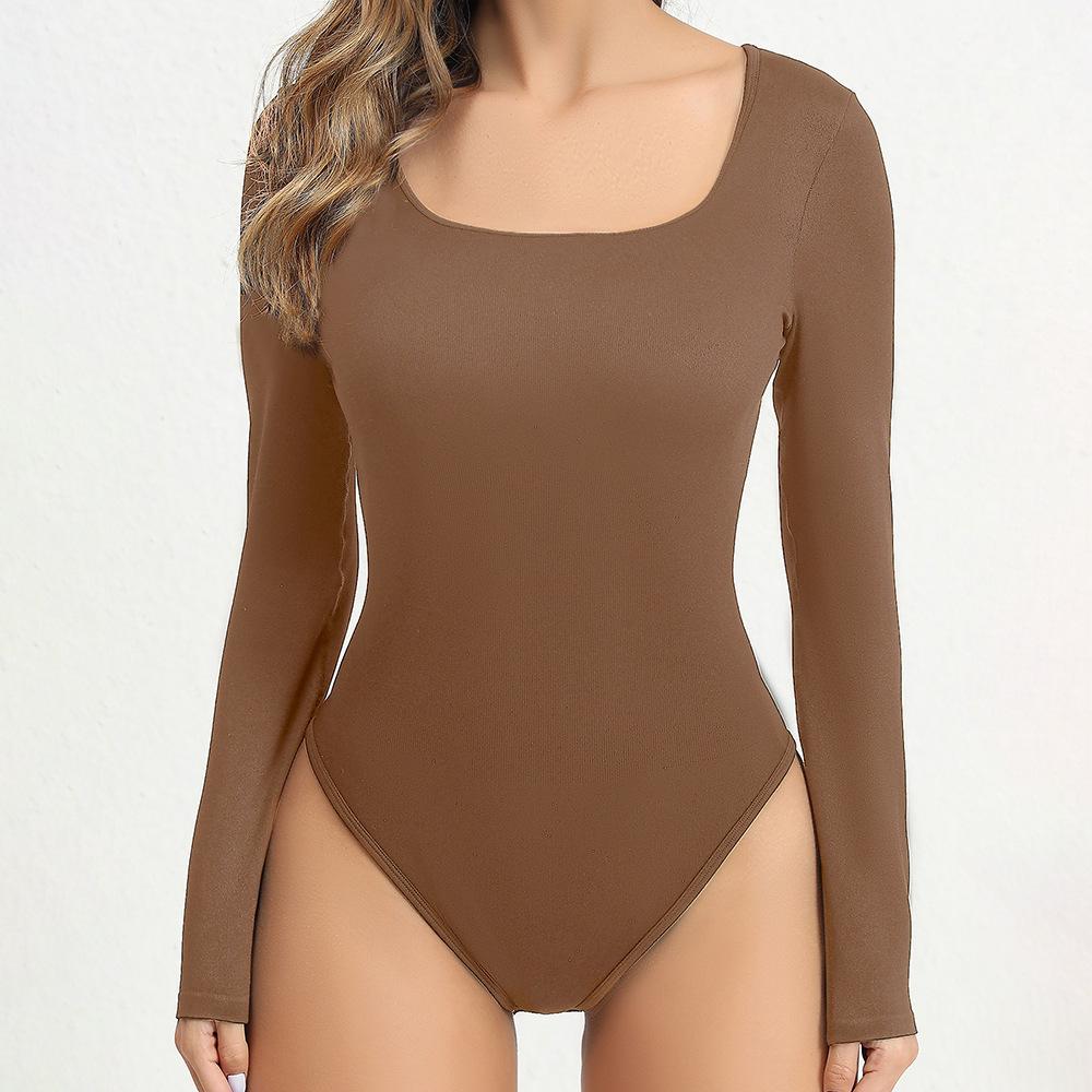 

Бесшовный комбинезон с квадратным вырезом, длинными рукавами и треугольными вырезами, высокой эластичности, спортивный, сексуальный, для фитнеса и йоги, для женщин L