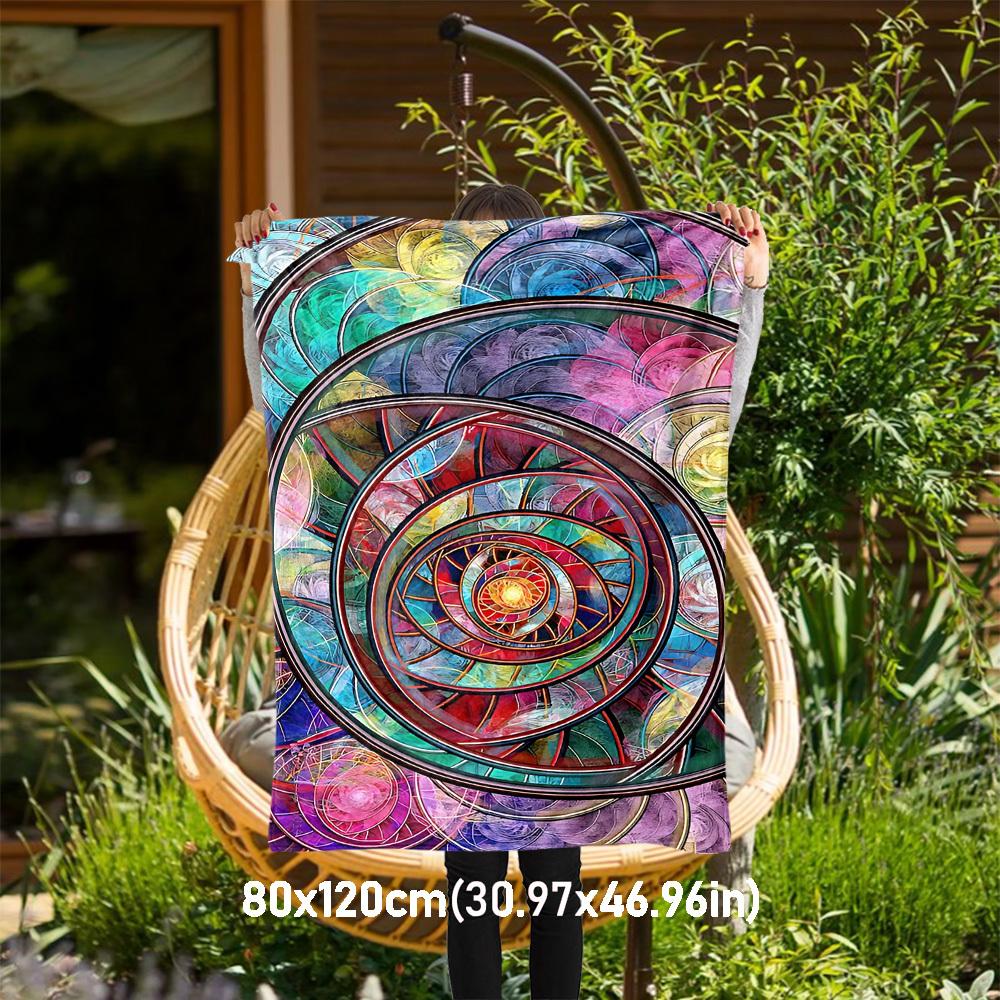 1PC Circles PatternsOutdoor Flannel Blanket - Soft Plush Decor for Picnics, camping, Bedroom, Playroom, Office, or Lunch Break 1357A