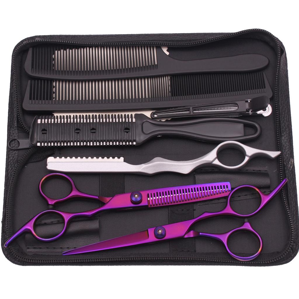 Haarschere 6" Edelstahl Haarschneideschere Friseur Ausdünnschere Haarschnitt Rasiermesser Kamm Wape Set für Friseurbedarf Dropshipping