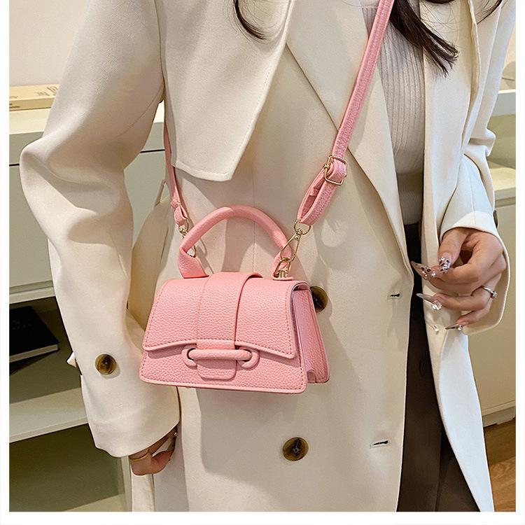 Pure Color Minimalist Handbag Fashionable Single Shoulder Crossbody Bag Women's Faux Leather Square Purse KTB