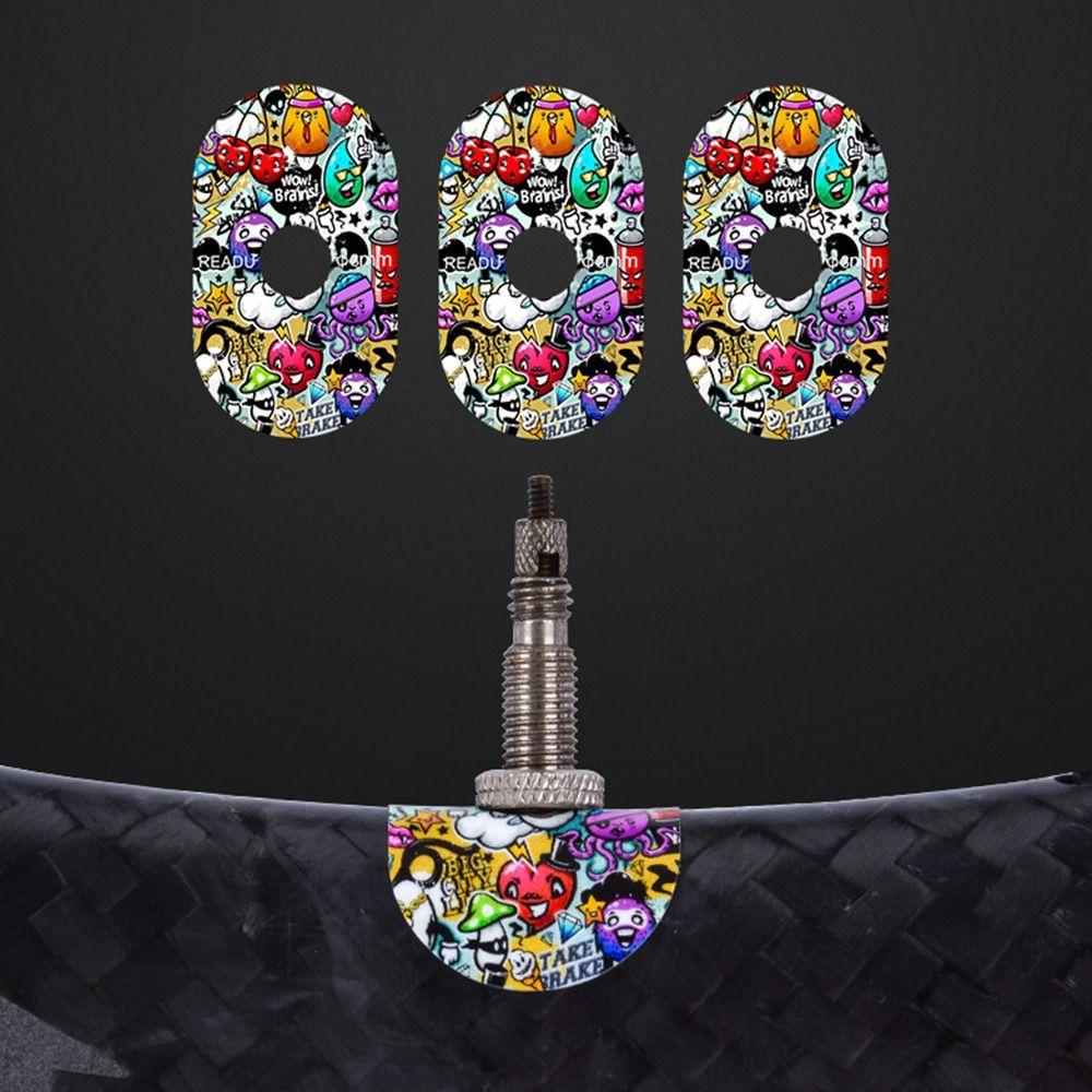 3PCS/Set Multicolor Bike Valve Pad Stickers PVC Bicycle Decorative Decals Cycling Supplies
