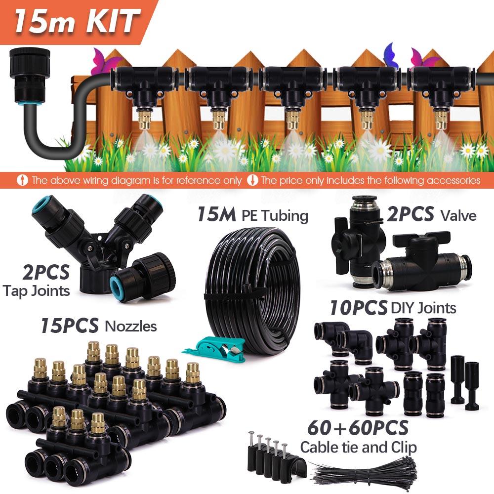 3/8" 9/12mm Misting Cooling System Adjustable Sprayer Quick Connector with 8mm Nozzle Garden Irrigation Auto Watering Sprinklers