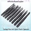 Plastic Anti-Static Tweezers Set: Pointed, Flat, Round, Black & White - Model 93303