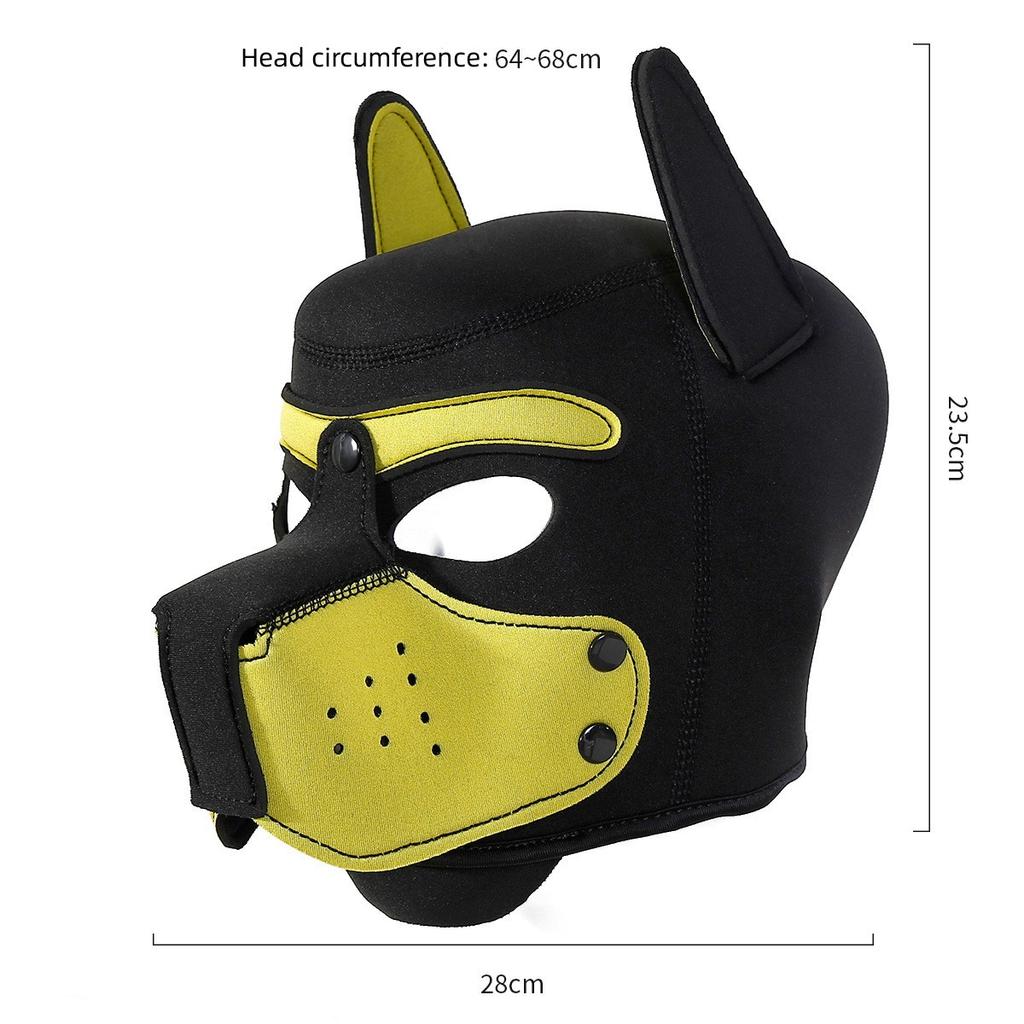 Modische, sexy Unisex-Kostüme mit Cosplay-Loch-Hundekopfbedeckung, Vollgesichts-Fetisch-Maskenhaube für Welpenspiele, Urlaubspartys