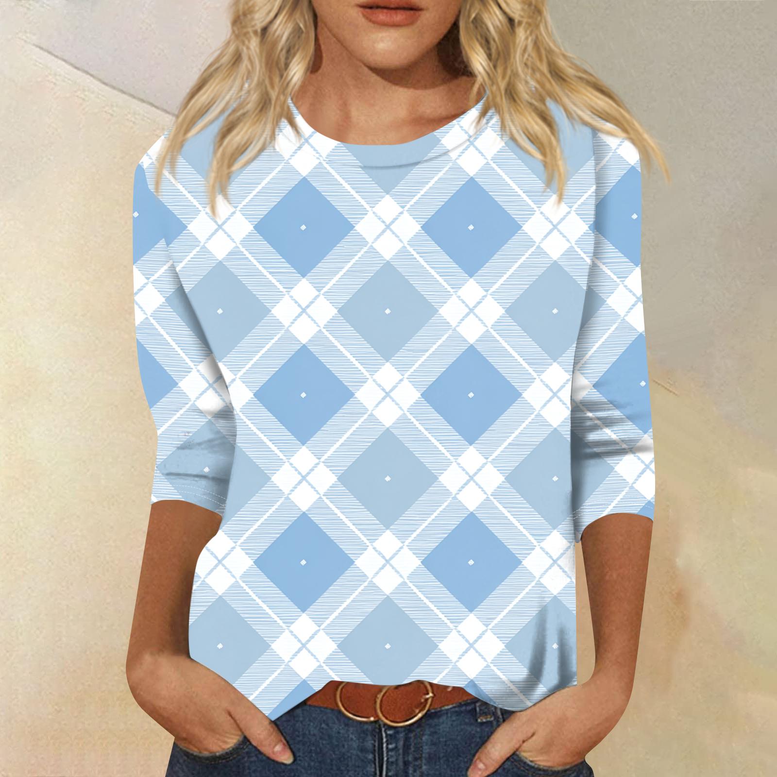 

Женская модная повседневная футболка с круглым вырезом, рукавом три четверти и градиентным принтом M