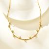 Dainty Round Snake Chain White Zircon Necklace,Gold Plated Women's Stainless Steel Necklaces,Fashion Charm Jewelry Gifts
