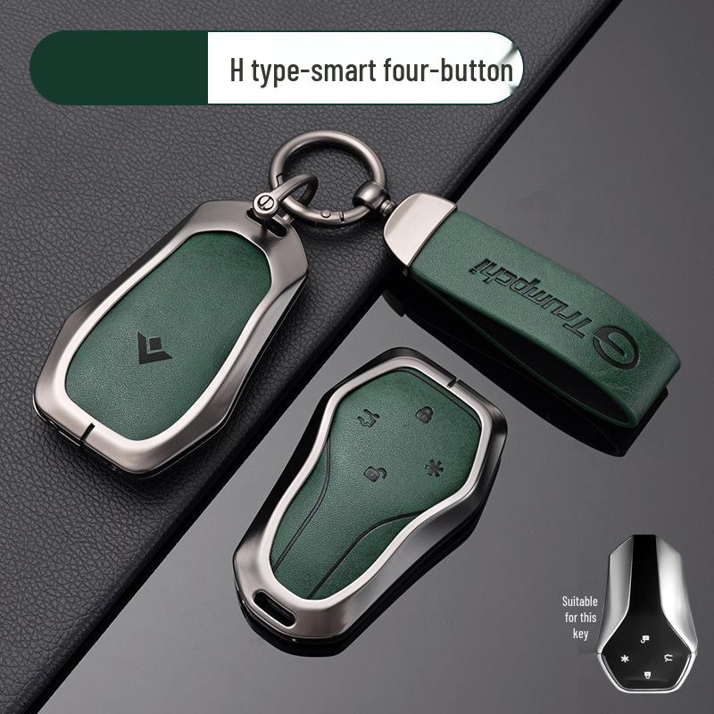 Compatible Key Case for Trumpchi GS4, GS3, GS5, GA6, GA3, GA4 - Metal Leather Car Accessories