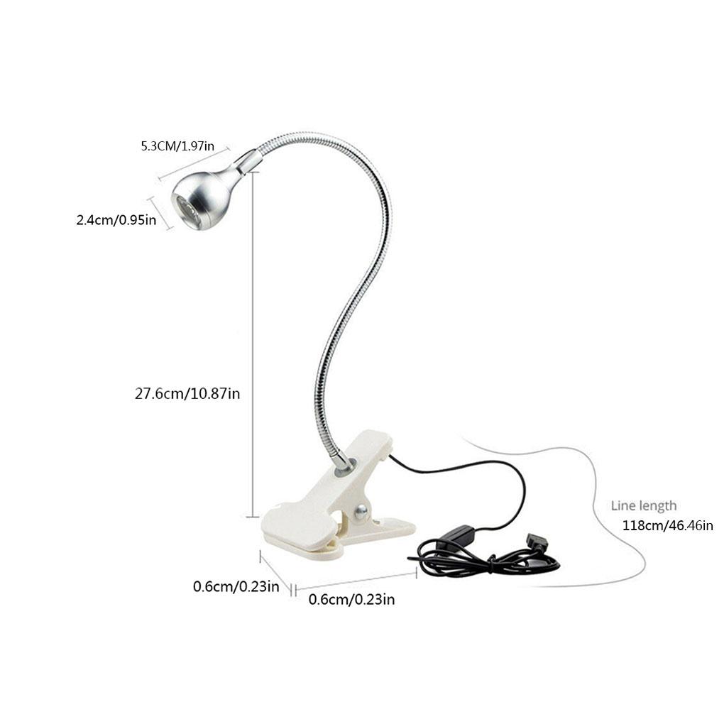 USB Clip-On Reading Light LED Flexible Bed board Office Eye Caring Reading Lamp White Brightness