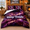 Printed 3Pcs Bedding Set Deep Purple Pattern Bed Sheet Pillowcase For Bedroom Decor