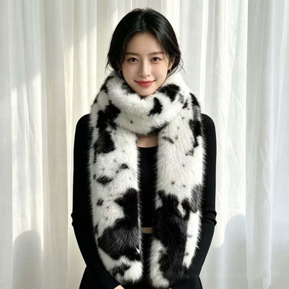 Skin Friendly Thick Warm Neck Warmer Windproof Long Fluffy Muffler Outdoor Skiing