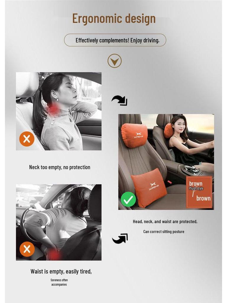 XPeng G9 Car Accessory Set: Headrest, Lumbar, Neck & Seat Pillows, 2023 Model.