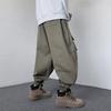 Japanse streetwear heren effen kleur zak trekkoord joggingbroek casual hiphop rechte broek retro wijde pijpen cargo broek