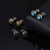 Punk Natural Stone Stud Earrings for Men Boys,Tiger Eye Stone Round Earrings,New Simple Ear Jewelry Gifts